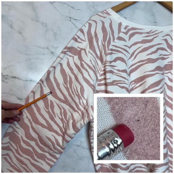 Rails Theo Flocked Sweatshirt Blush Pink Tiger Stripes XL - Picture 12 of 13